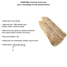 Charger l'image dans la galerie, Bois Bûches Extra-sec Pour Chauffage Haute Performance 25 Cm 15 Kg