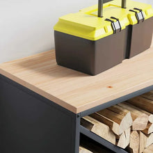 Charger l'image dans la galerie, Range-bûches avec plateau en bois anthracite