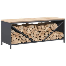 Charger l'image dans la galerie, Range-bûches avec plateau en bois anthracite